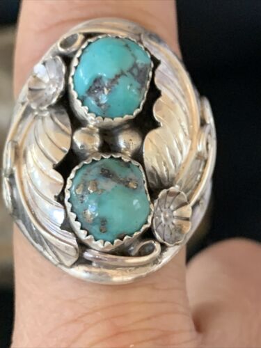 Navajo Kingman Turquoise Multi-Stone Ring | Authentic Native American Sterling Silver | Sz 10.5 | 14171