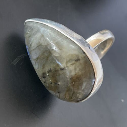 Native American Navajo Labradorite Stone Ring | Sterling Silver | Sz 8.5 | 11452