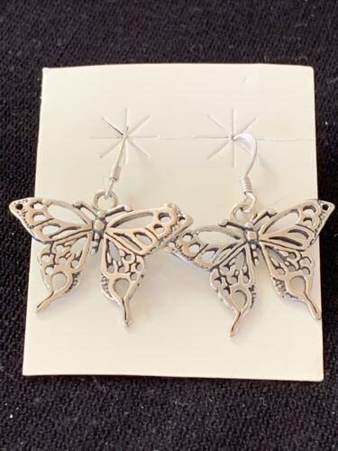 Native American Southwestern Sterling Silver Butterfly Earrings | 1" | 1519