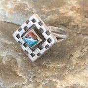 Navajo Blue Turquoise Spiny Oyster Inlay Ring | Sz 7 | Authentic Native American Handmade | 13170
