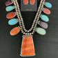 Navajo XL Spiny Oyster Squash Blossom Necklace | Sterling Silver Turquoise | Authentic Native American Handmade | 12702