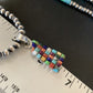 Navajo Multi-Color Blue Turquoise Pendant | Sterling Silver Pearls Necklace | Native American Handmade | 12617