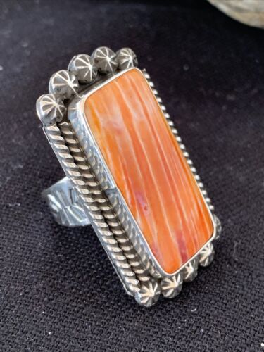 Native American Men's Navajo Spiny Oyster Ring | Sterling Silver | Sz 6.5 | 00999 - Masha USA