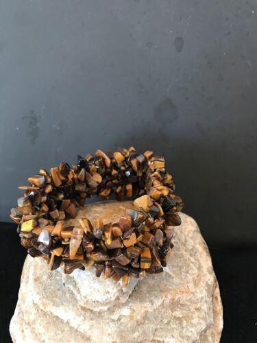 Men's Navajo Stretch Tigers Eye Stone Bracelet | Authentic Native American - Masha USA