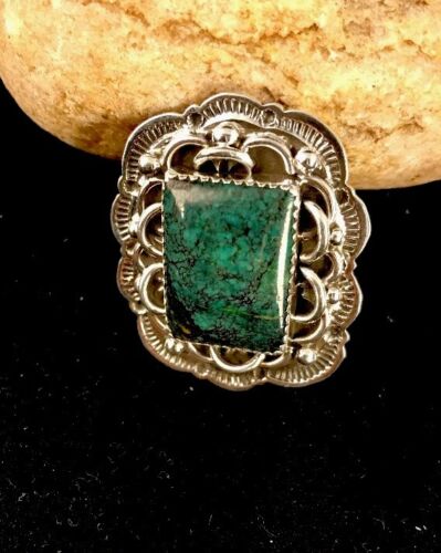Navajo Spiderweb Turquoise Sterling Silver Men's Ring | Sz 11 Signed | Southwestern Native American | 3463