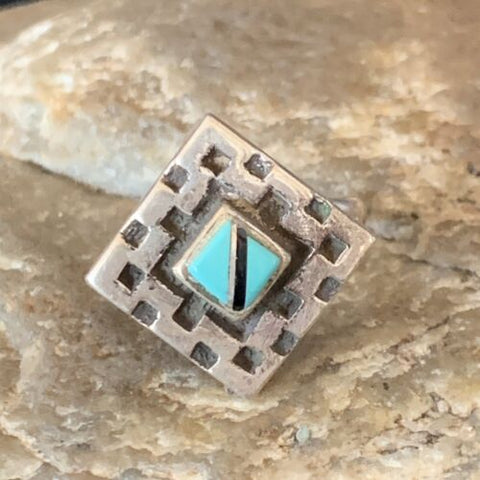 Native American Women's Navajo Blue Kingman Turquoise Inlay Ring | Sz 7 | 13173
