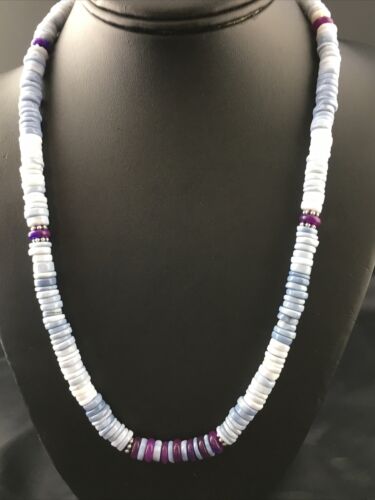 Navajo Purple Sugilite Blue Opal Bead Necklace | Sterling Silver | 21" | Authentic Native American Handmade | 10149