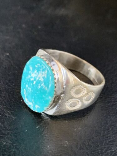 Navajo Blue Kingman Turquoise Ring | Sterling Silver | Sz 11 | Authentic Native American Handmade | 14145