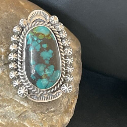 Navajo Blue Spiderweb Turquoise Ring | Sterling Silver | Sz 6.5 | Authentic Native American Handmade | 10511
