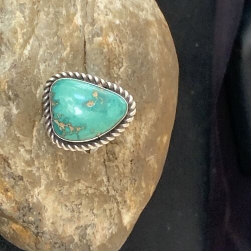 Navajo Green Sonoran Gold Turquoise Ring | Sterling Silver | Sz 6 | 10365