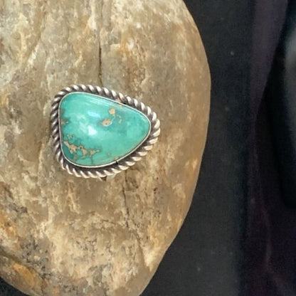 Navajo Green Sonoran Gold Turquoise Ring | Sterling Silver | Sz 6 | 10365