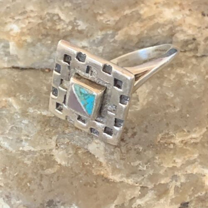 Native American Women's Navajo Blue Turquoise Sugilite Inlay Ring | Sz 7 | 11286