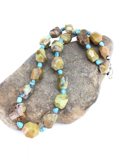 Native American Turquoise Nugget Necklace | Navajo Sterling Silver | 19" | 1139 - Masha USA