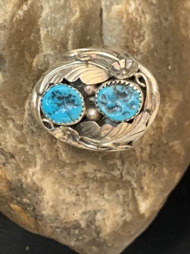 Navajo Kingman Turquoise Multi-Stone Ring | Authentic Native American Sterling Silver | Sz 11 | 14178