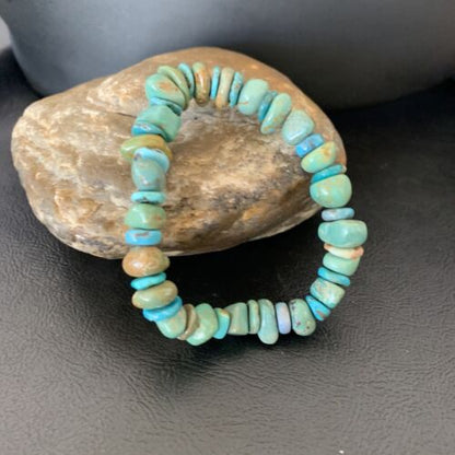 Men's Women's Stretch Bracelet | Blue Green Turquoise Stone | 7" | 11823