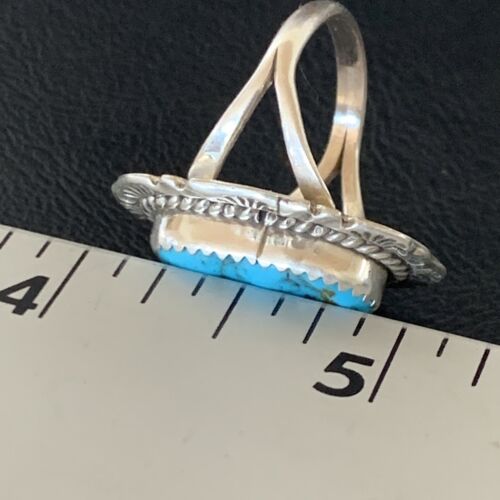 Southwestern Navajo Blue Kingman Turquoise Ring | Sterling Silver | Sz 7 | 12955