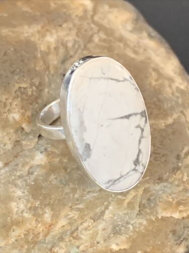 Southwestern Women's Navajo White Howlite Ring | Sterling Silver | Sz 8.5 | 11612