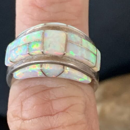 Navajo Pink Opal Inlay Band Ring | Sz 6 | Authentic Native American Handmade | 12403 - Masha USA