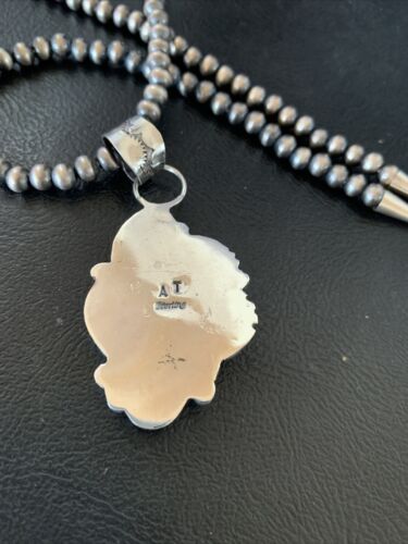 Men's Sterling Silver Blue Dry Creek Turquoise Pendant | Navajo Pearl Necklace 21" | 12975