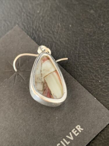 Navajo Purple Spiny Oyster Turquoise Dangle Earrings | Sterling Silver | Authentic Native American Handmade | 14083