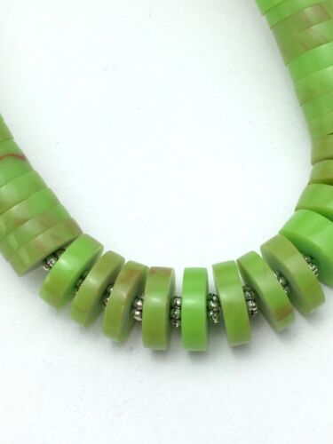 Navajo Green Gaspeite Graduated Necklace | Sterling Silver | Authentic Native American | 17" | 4158