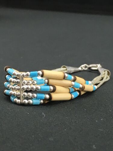 Multi-Color Turquoise Shell Liquid Heishi Bracelet | Sterling Silver | 7" | Authentic Native American Handmade | 13594