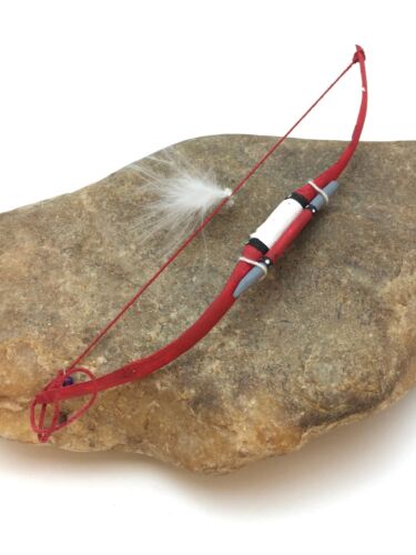 Native American Red Leather Bow Model Car Charm Dangle | Navajo Handmade | 6.5" | 8891