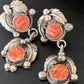 Navajo Red Spiny Oyster Dangle Earrings | Sterling Silver | Authentic Native American Handmade | 2059