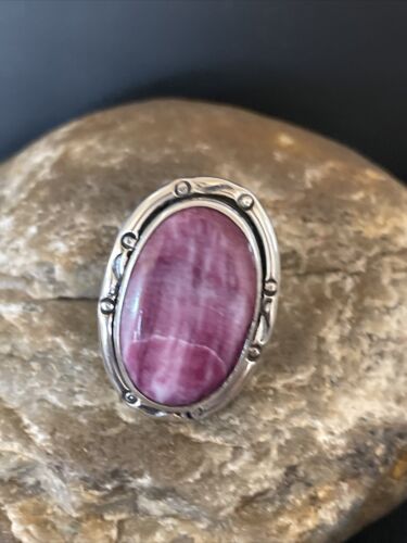 Navajo Turquoise Purple Spiny Oyster Ring | Sterling Silver | Sz 9 | Authentic Native American Handmade | 10297
