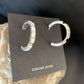 Native American Navajo Hoop Earrings Set | Sterling Silver White Opal | 12772