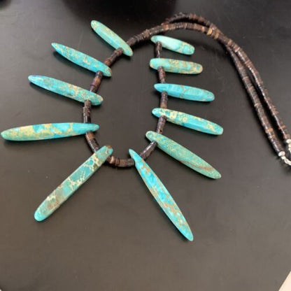 Navajo Blue Jasper Choker Necklace | Sterling Silver Shell Bead | 20" | Authentic Native American Handmade | 11463