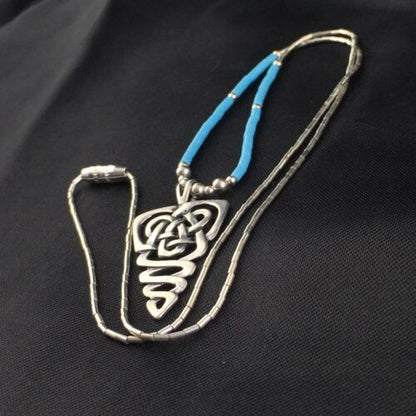 Native American Turquoise Heishi Bead Necklace Pendant | Sterling Silver | 18" | 10138