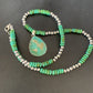 Navajo Green Turquoise Pendant Necklace | Sterling Silver Beads | Authentic Native American Handmade | 13307