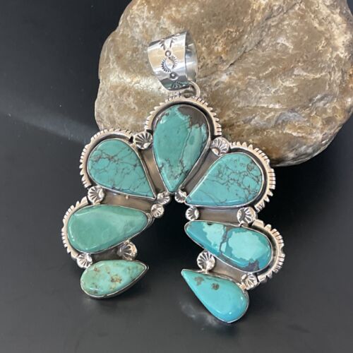 Navajo Multi-Stone Turquoise Naja Pendant Necklace | Sterling Silver | 11353