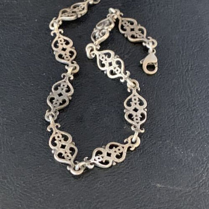 Old Pawn Navajo Sterling Silver Link Bracelet | 8" | Authentic Native American Handmade | 13730