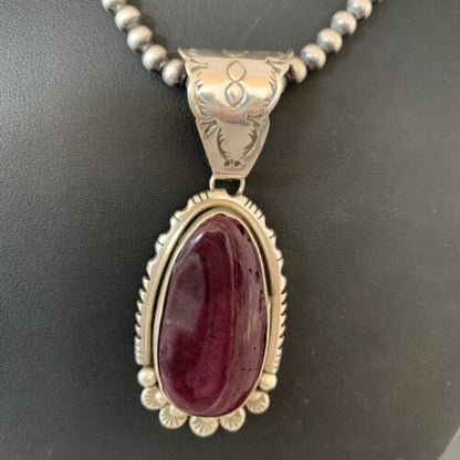 Navajo Purple Spiny Oyster Pendant | Sterling Silver Pearls | Authentic Native American Handmade | 2140