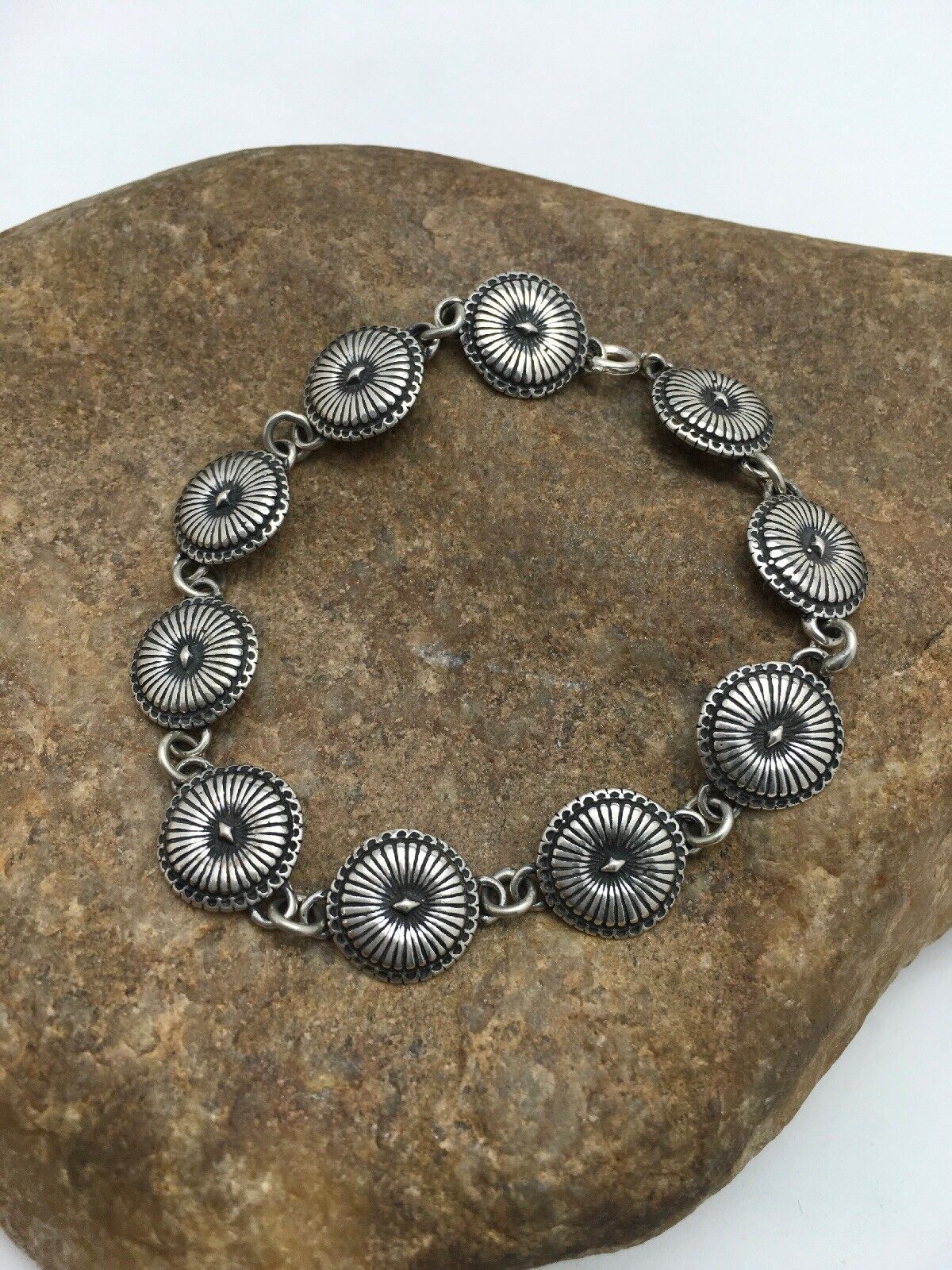 Native American Handmade Navajo Sterling Silver Link Bracelet | 7" | 3117