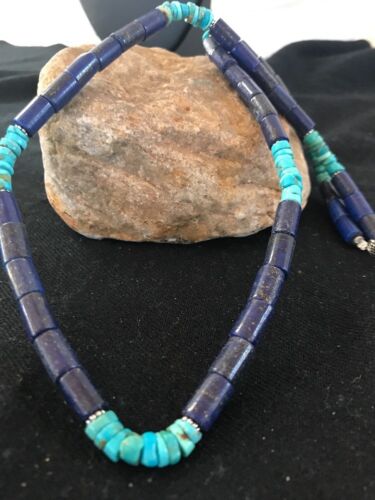 Navajo Lapis Turquoise Men's Necklace | Sterling Silver | 23" | Southwestern Handmade