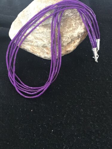 Navajo Sugilite 5-Strand Stabilized Tube Heishi Necklace | Sterling Silver | Authentic Native American Handmade | 8489