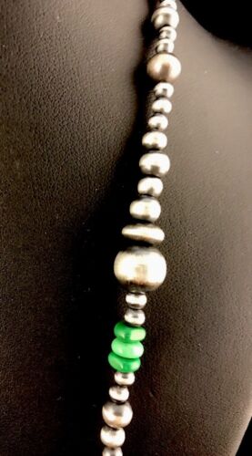 Navajo Pearls Turquoise Coral Bead Necklace | 51" Single Strand Sterling Silver | Southwestern Native American | 8112