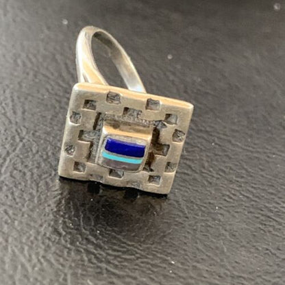 Native American Women's Navajo Blue Turquoise Sugilite Inlay Ring | Sz 6 | 11284