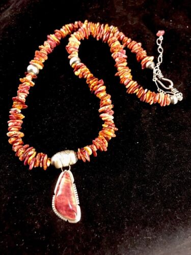 Southwestern Purple Spiny Oyster Navajo Sterling Silver Necklace | 21" | 3417