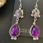Navajo Purple Sugilite Dangle Earrings | Sterling Silver | 2" | Authentic Native American Handmade | 12902