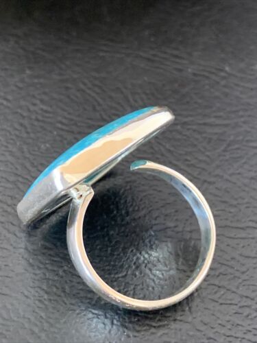 Men's Navajo Blue Kingman Turquoise Ring | Sterling Silver | Adjustable | Sz 7.5 | 10483