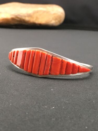 Native American Red Coral Navajo Bracelet | Sterling Silver | Authentic Handmade | 4732