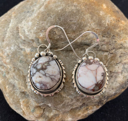 Navajo Wild Horse Turquoise Dangle Earrings | Sterling Silver | 1" | Authentic Native American Handmade | 00149