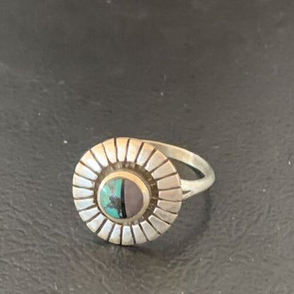 Navajo Blue Turquoise Sugilite Inlay Ring | Sz 6 | Sterling Silver | Authentic Native American Handmade | 11178
