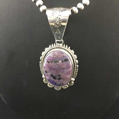 Navajo Purple Charoite Pendant Necklace | Sterling Silver | Authentic Native American Handmade | 10087