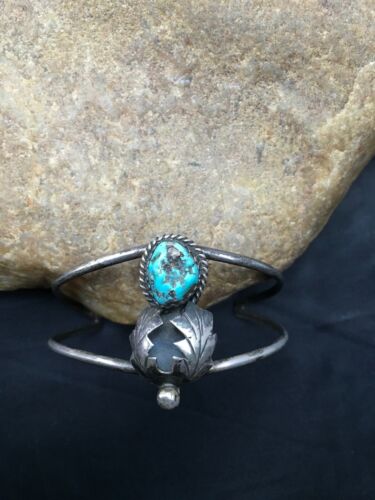 Navajo Blue Turquoise Bracelet | Sterling Silver | Authentic Native American Handmade | 4416