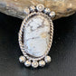 Navajo White Buffalo Turquoise Ring | Sterling Silver | Sz 8.5 | Authentic Native American Handmade | 13348